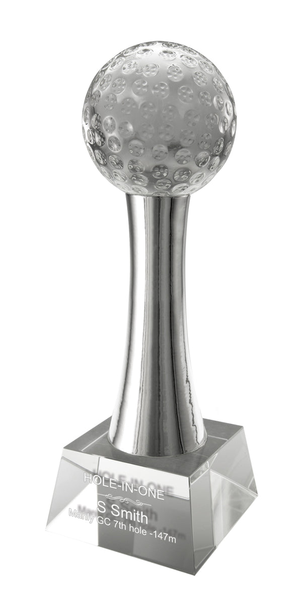 Crystal Golf Ball on Silver Stand