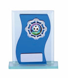 Blue Glass with logo holder and engraving plate