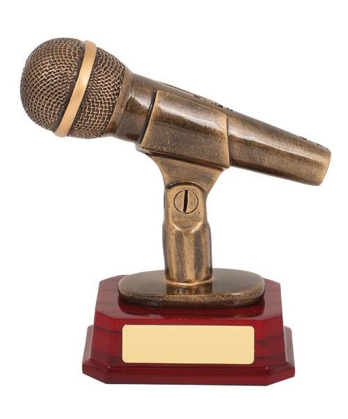 Microphone on Red timber base