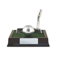 Golf Putter with Ball on Timber Base